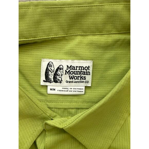 Marmot Shirt Mens Medium Green Pockets Short Sleeve Button-Up Outdoors Hiking - Picture 5 of 5